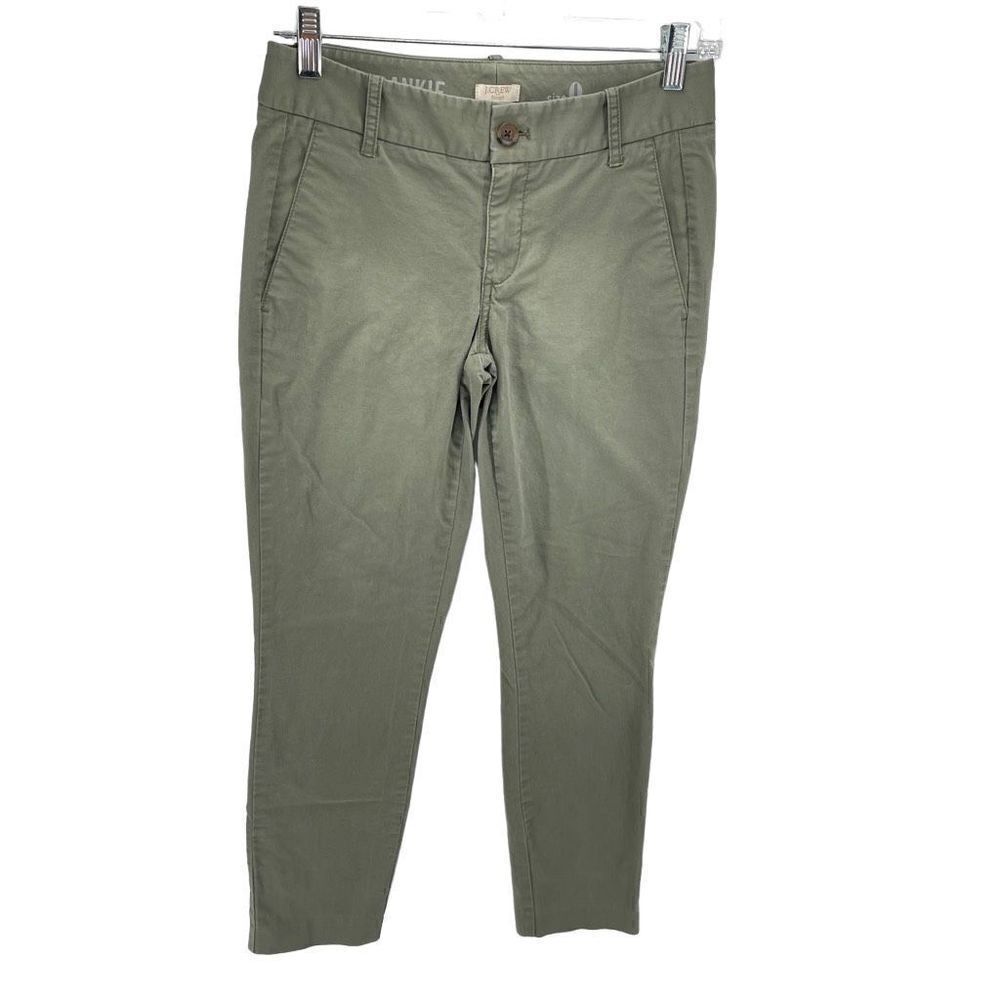 J. Crew Womens Stretch Frankie Pants Skinny Slash Pocket Casual Green Size 0